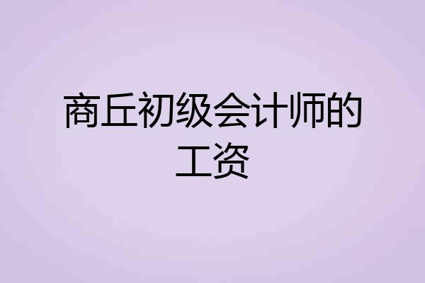 商丘初级会计师的工资