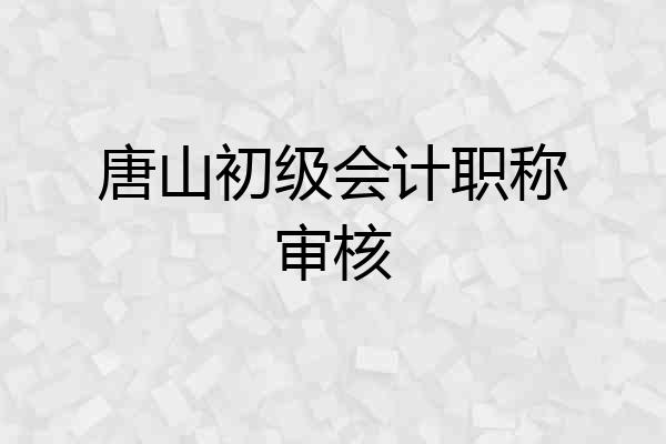唐山初级会计职称审核
