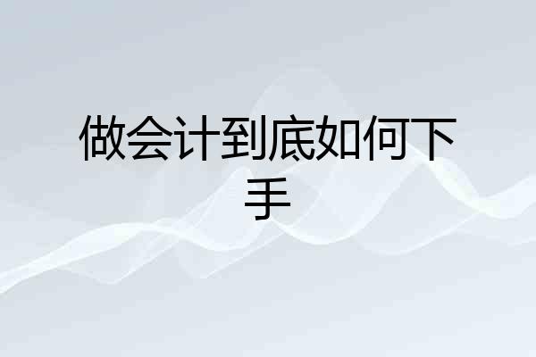 做会计到底如何下手