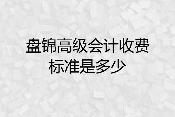 盘锦高级会计收费标准是多少