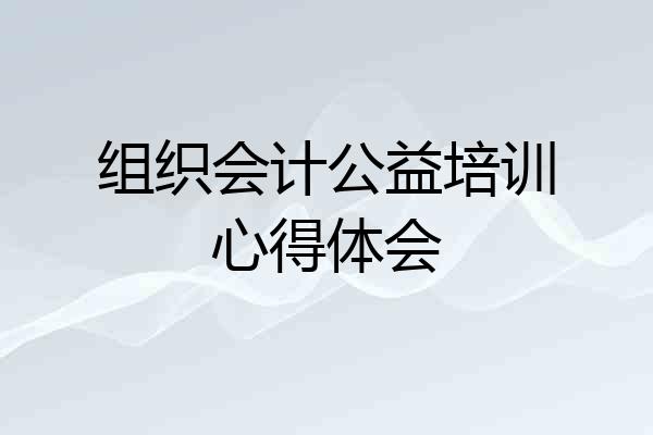 组织会计公益培训心得体会