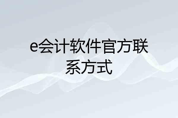 e会计软件官方联系方式