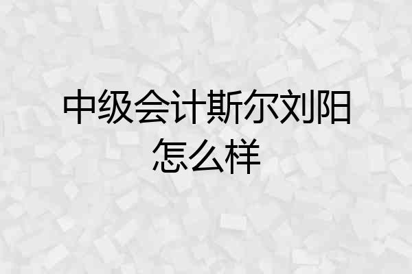 中级会计斯尔刘阳怎么样