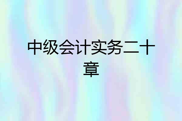 中级会计实务二十章