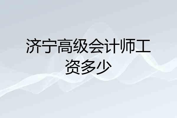 济宁高级会计师工资多少