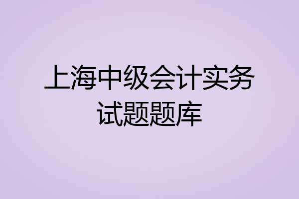 上海中级会计实务试题题库