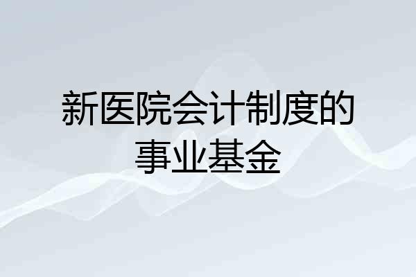 新医院会计制度的事业基金