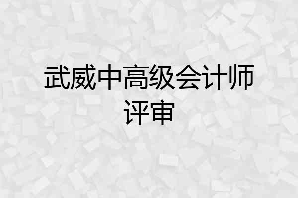 武威中高级会计师评审