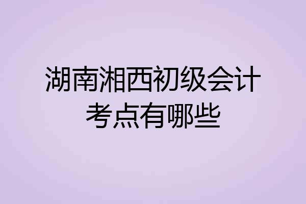 湖南湘西初级会计考点有哪些