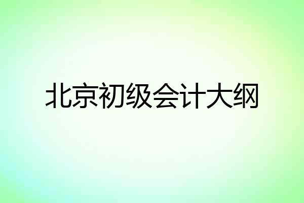 北京初级会计大纲