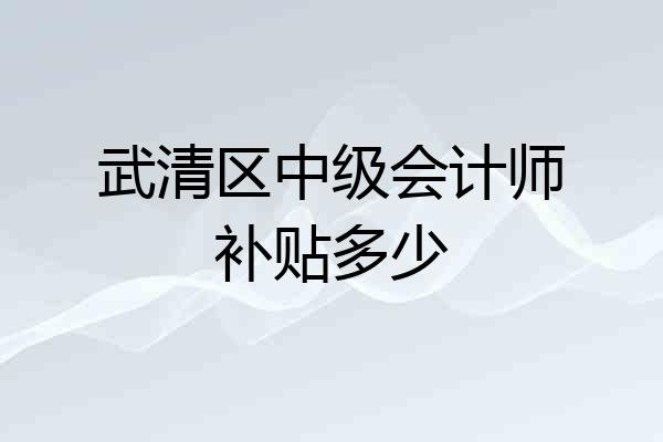 武清区中级会计师补贴多少