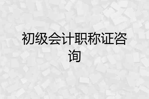 初级会计职称证咨询