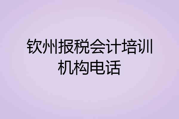 钦州报税会计培训机构电话