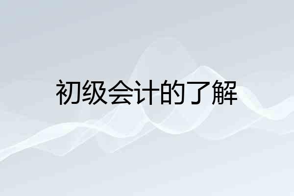 初级会计的了解