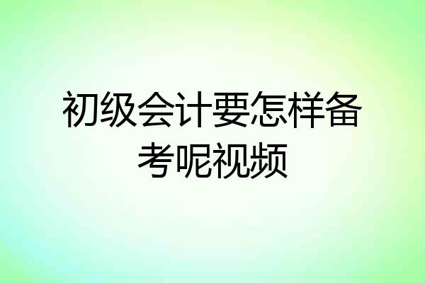 初级会计要怎样备考呢视频