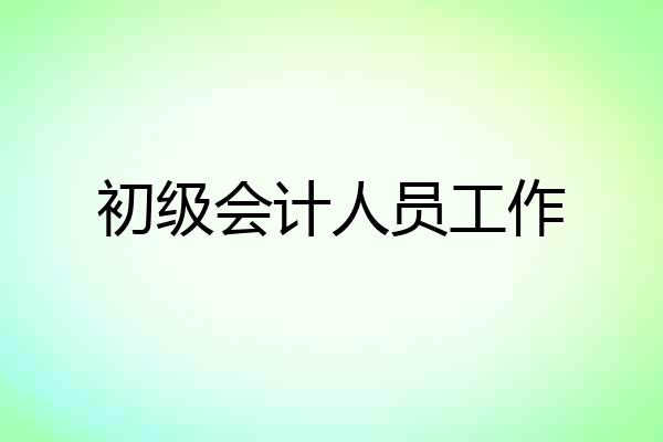 初级会计人员工作