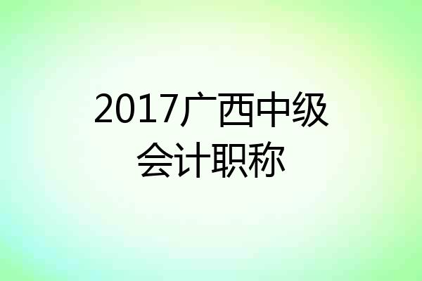 2017广西中级会计职称