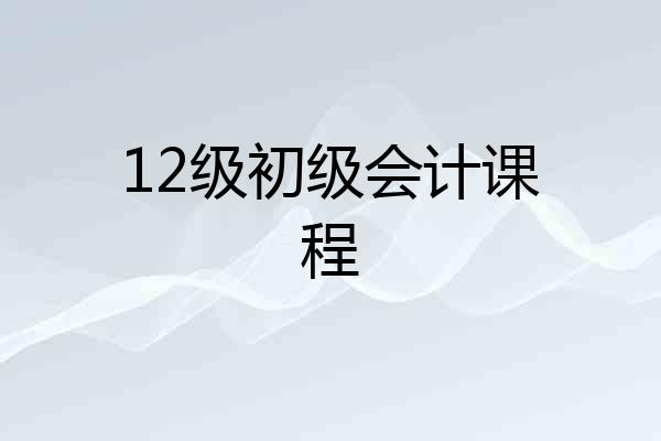 12级初级会计课程