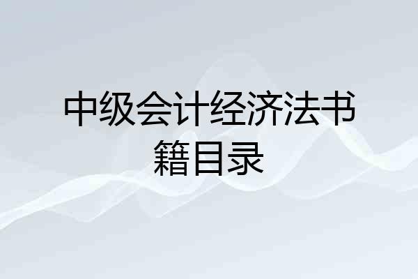 中级会计经济法书籍目录