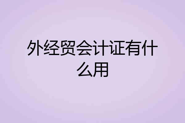外经贸会计证有什么用