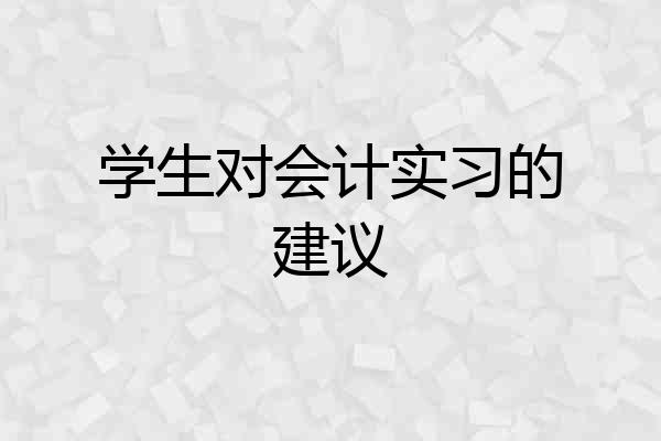 学生对会计实习的建议