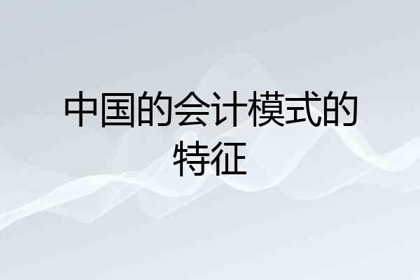 中国的会计模式的特征