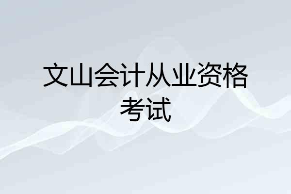 文山会计从业资格考试