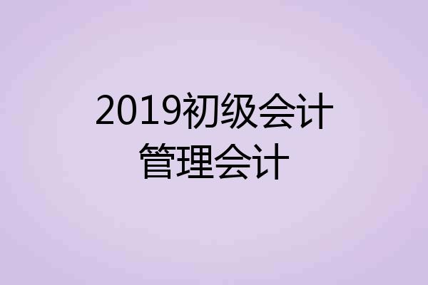 2019初级会计管理会计