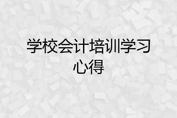 学校会计培训学习心得