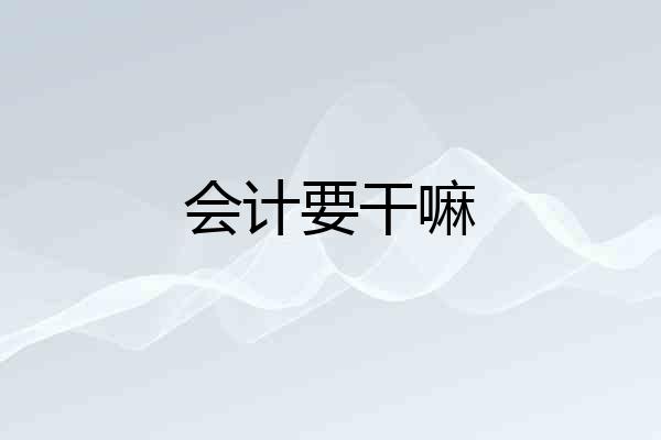 会计要干嘛