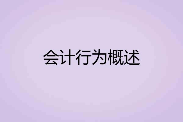会计行为概述