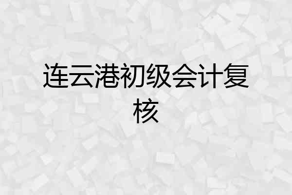 连云港初级会计复核