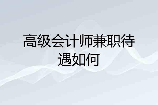 高级会计师兼职待遇如何