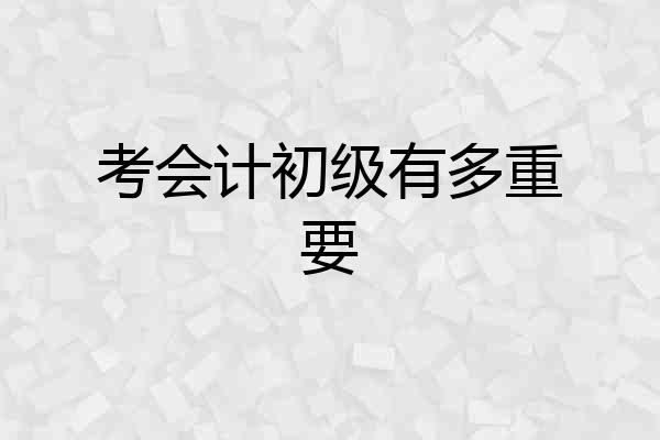 考会计初级有多重要