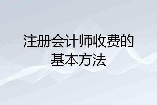 注册会计师收费的基本方法
