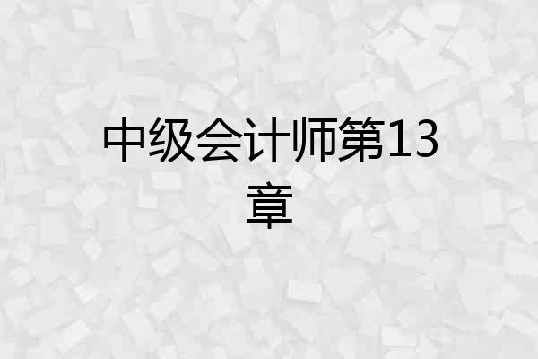 中级会计师第13章