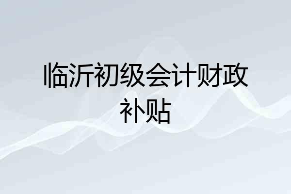 临沂初级会计财政补贴