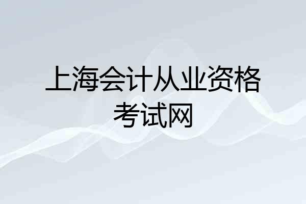 上海会计从业资格考试网