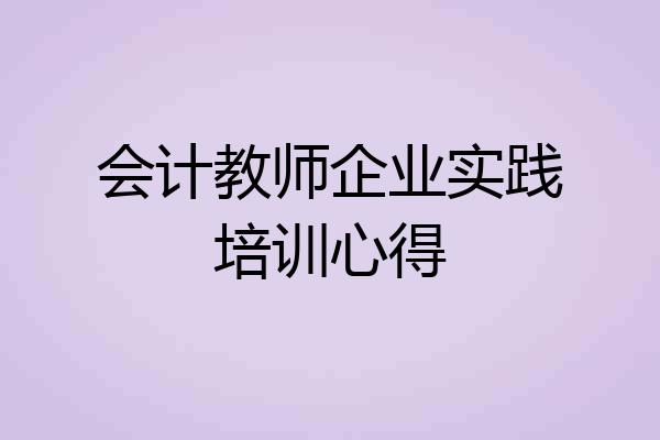 会计教师企业实践培训心得