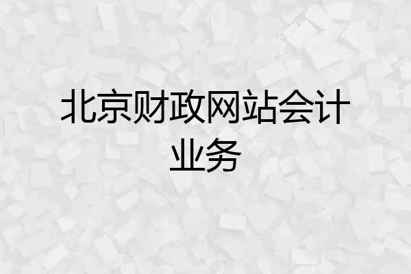 北京财政网站会计业务