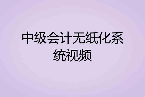 中级会计无纸化系统视频