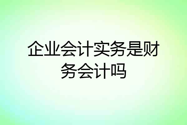 企业会计实务是财务会计吗