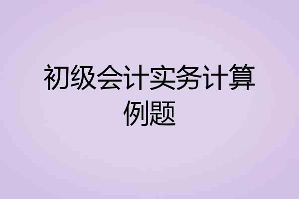 初级会计实务计算例题