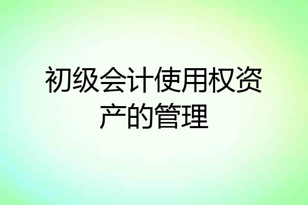 初级会计使用权资产的管理