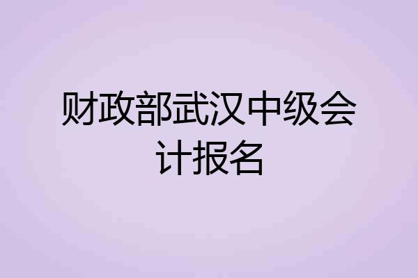 财政部武汉中级会计报名