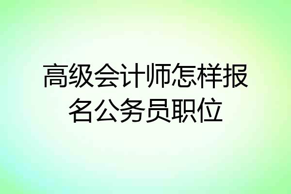 高级会计师怎样报名公务员职位