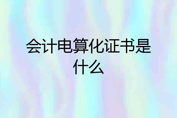 会计电算化证书是什么