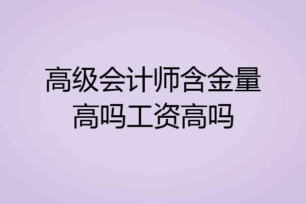 高级会计师含金量高吗工资高吗