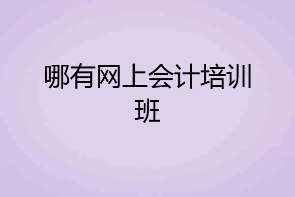 哪有网上会计培训班