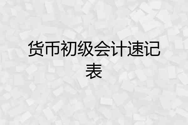 货币初级会计速记表